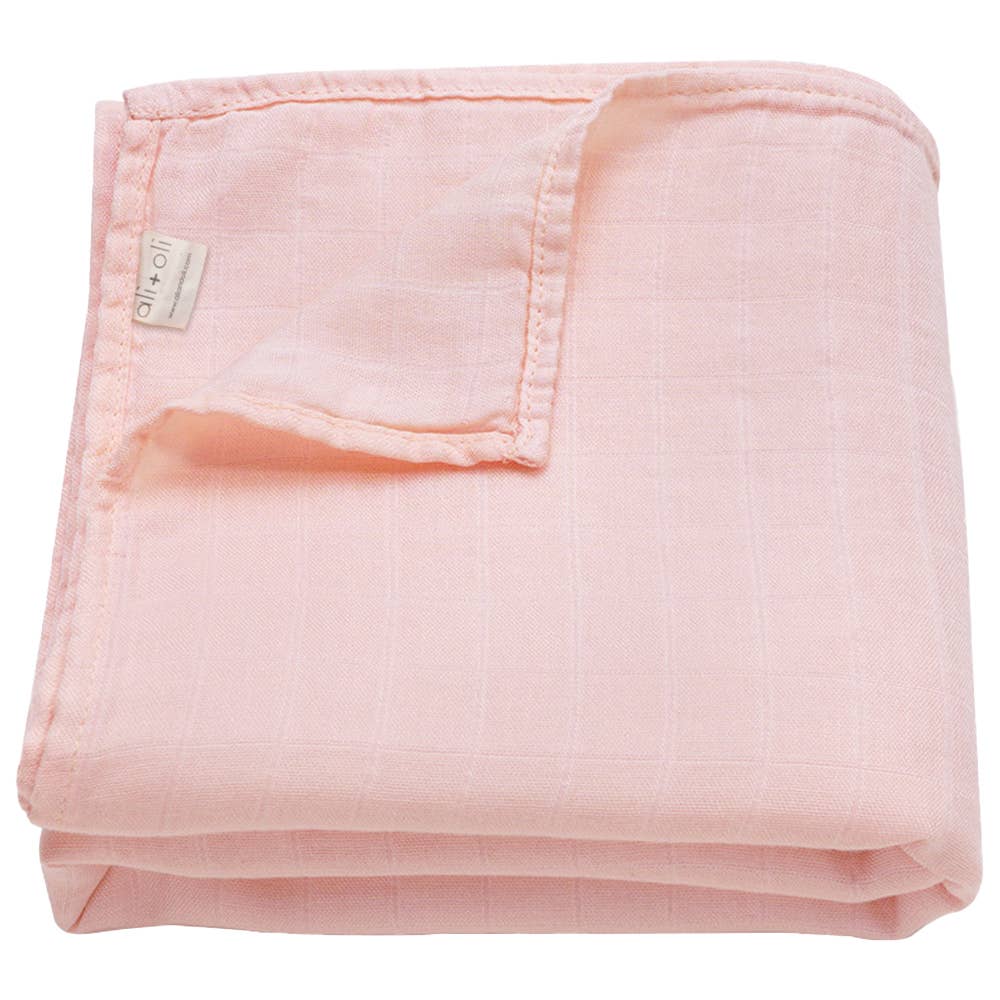 Bamboo Muslin Swaddle Blanket, Soft Pink