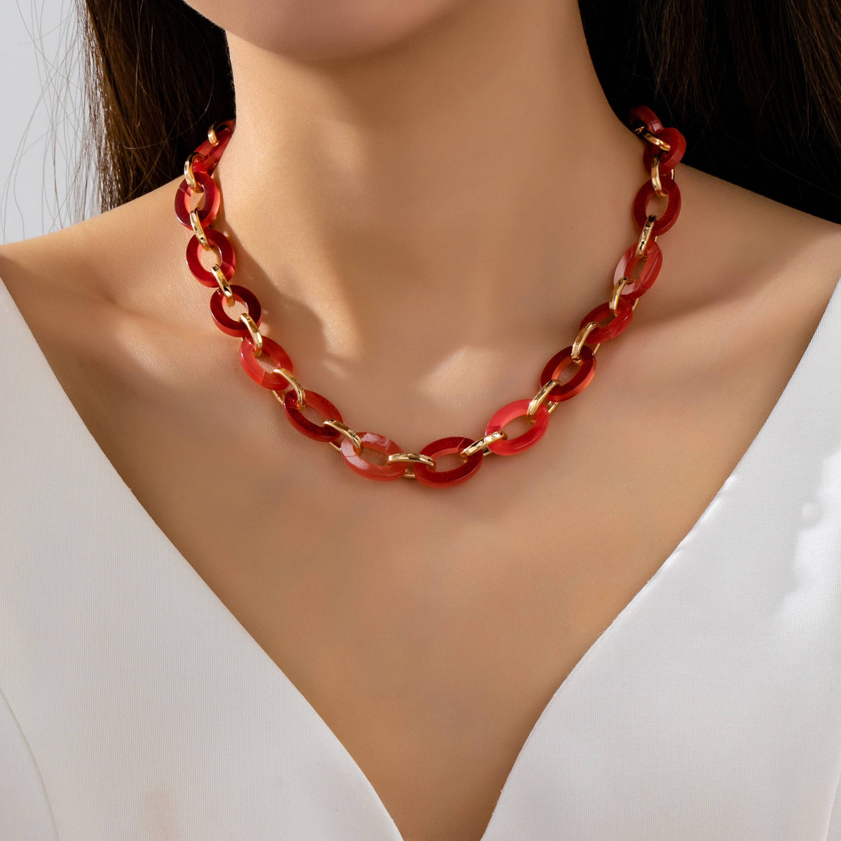 Chunky Bold Resin Link Necklace