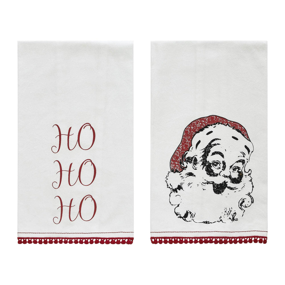 Vintage Santa Christmas Kitchen Towels Set of 2