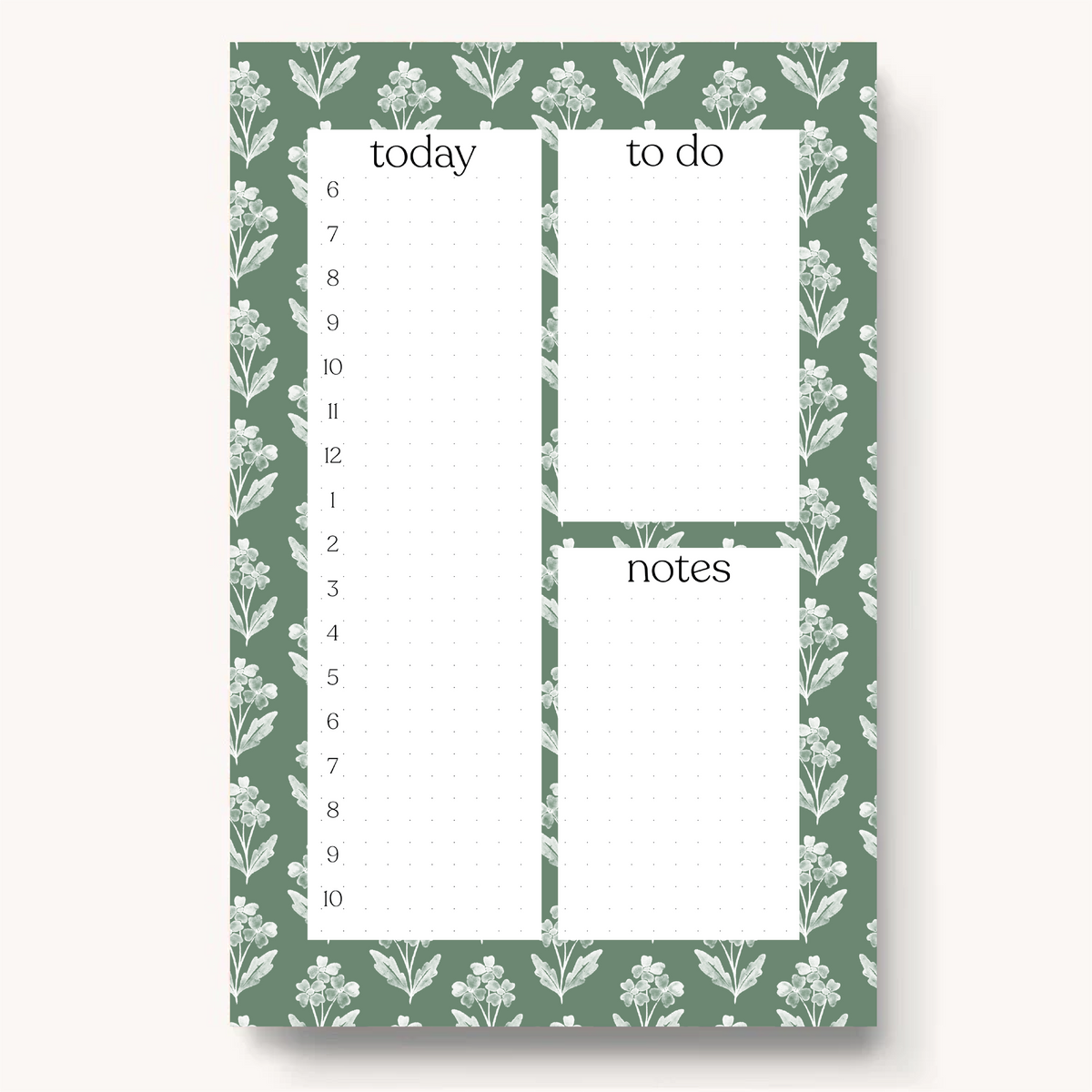 daily planner with sage flower border