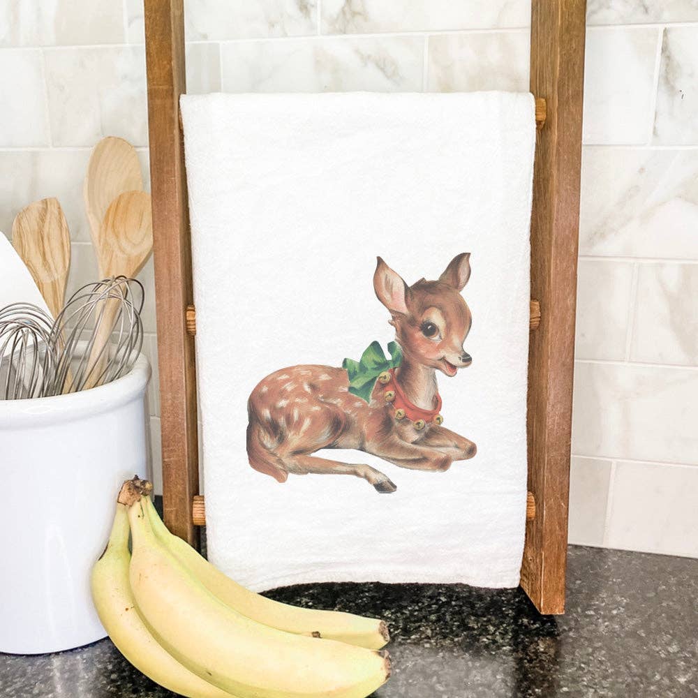 vintage reindeer tea towel