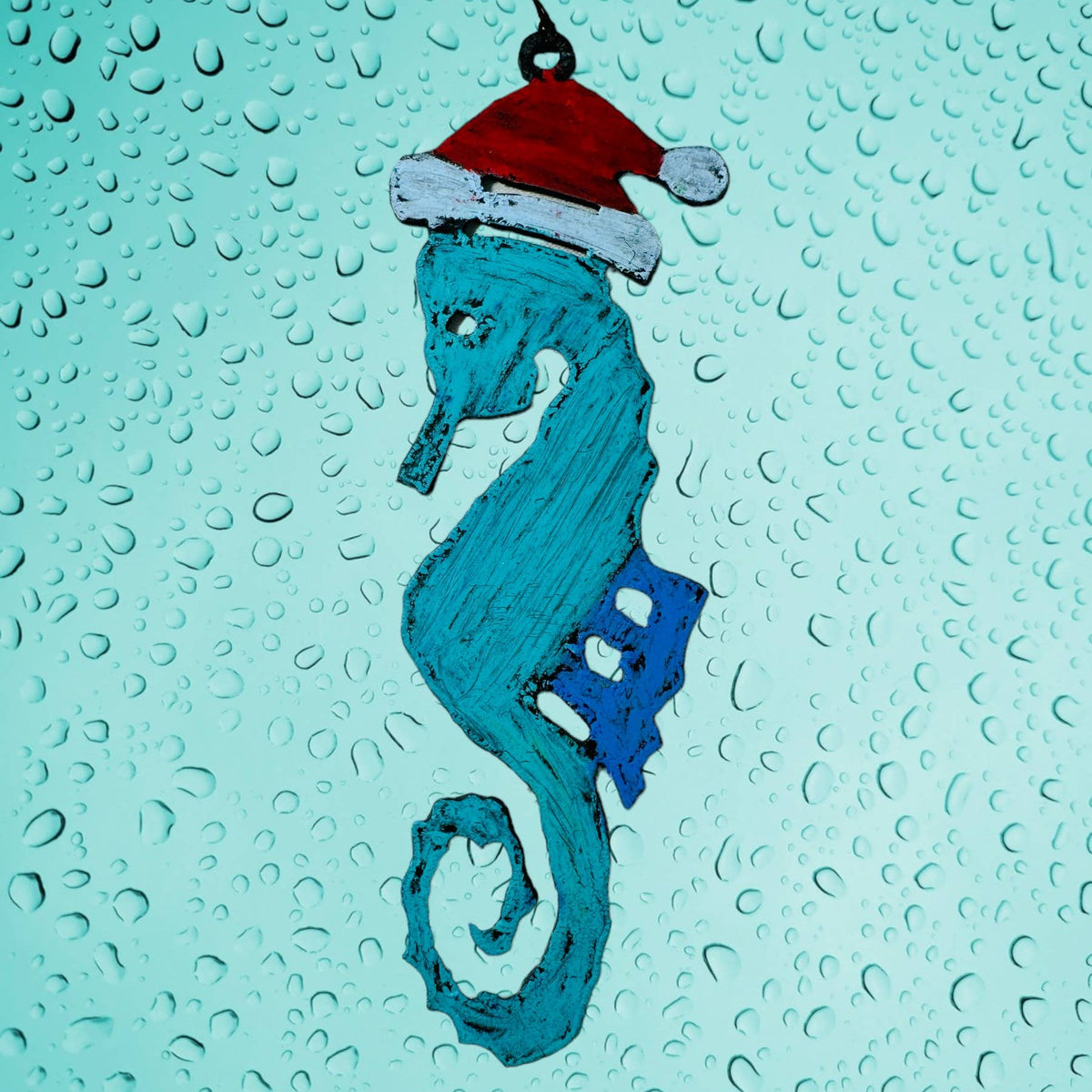 seahorse santa ornament