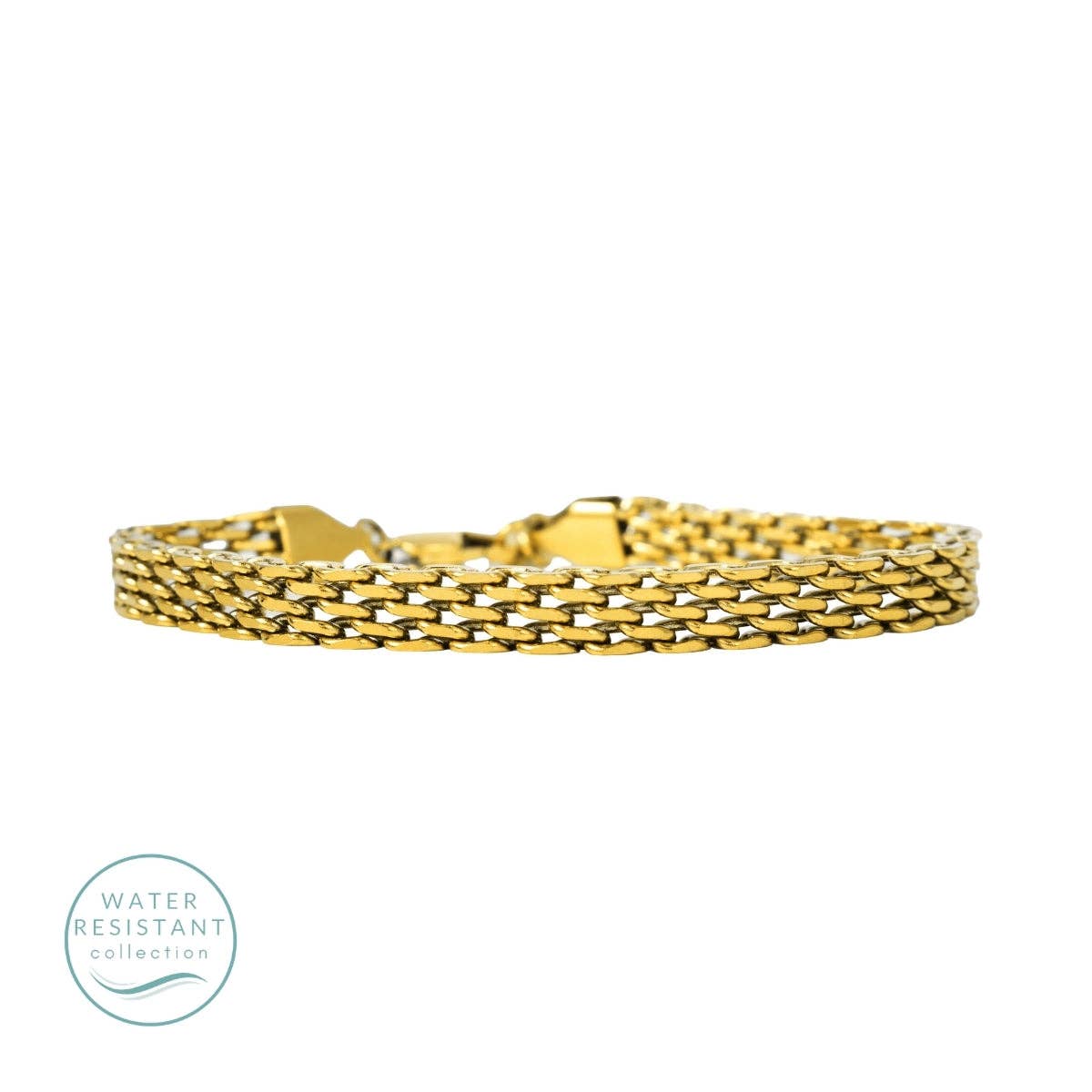 Gold/Silver Flat Multi-Link Bracelet, Water-Resistant
