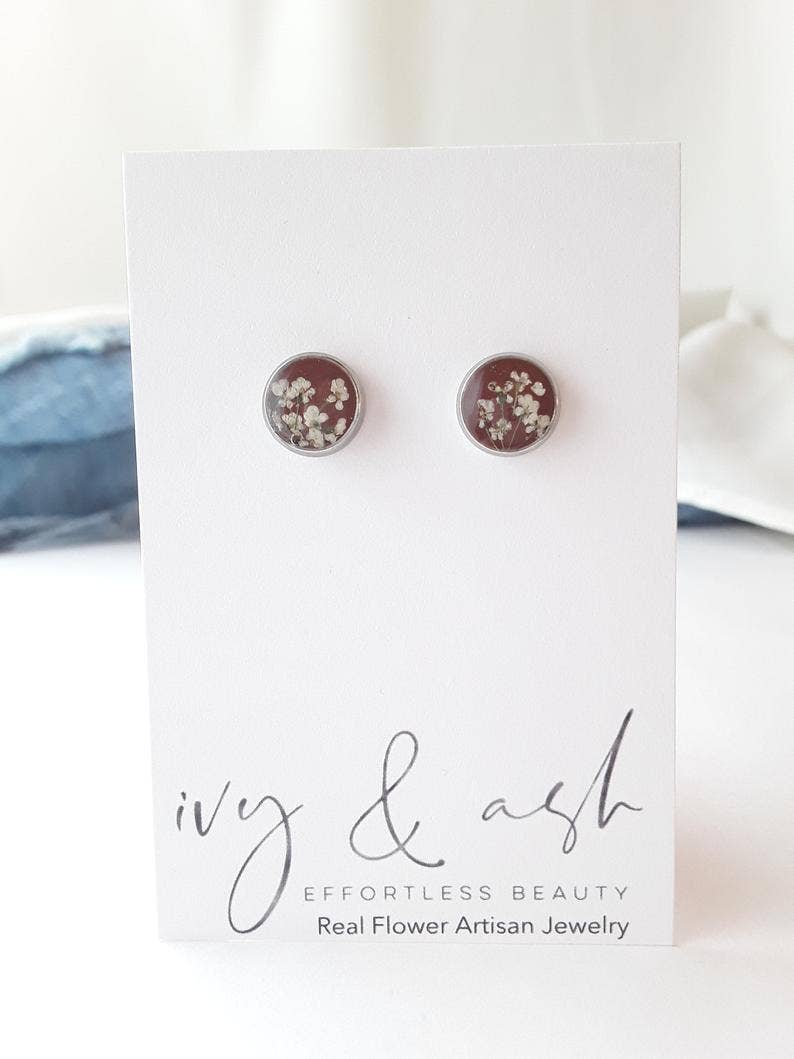 Earth Tone Collection, Real Flower Studs