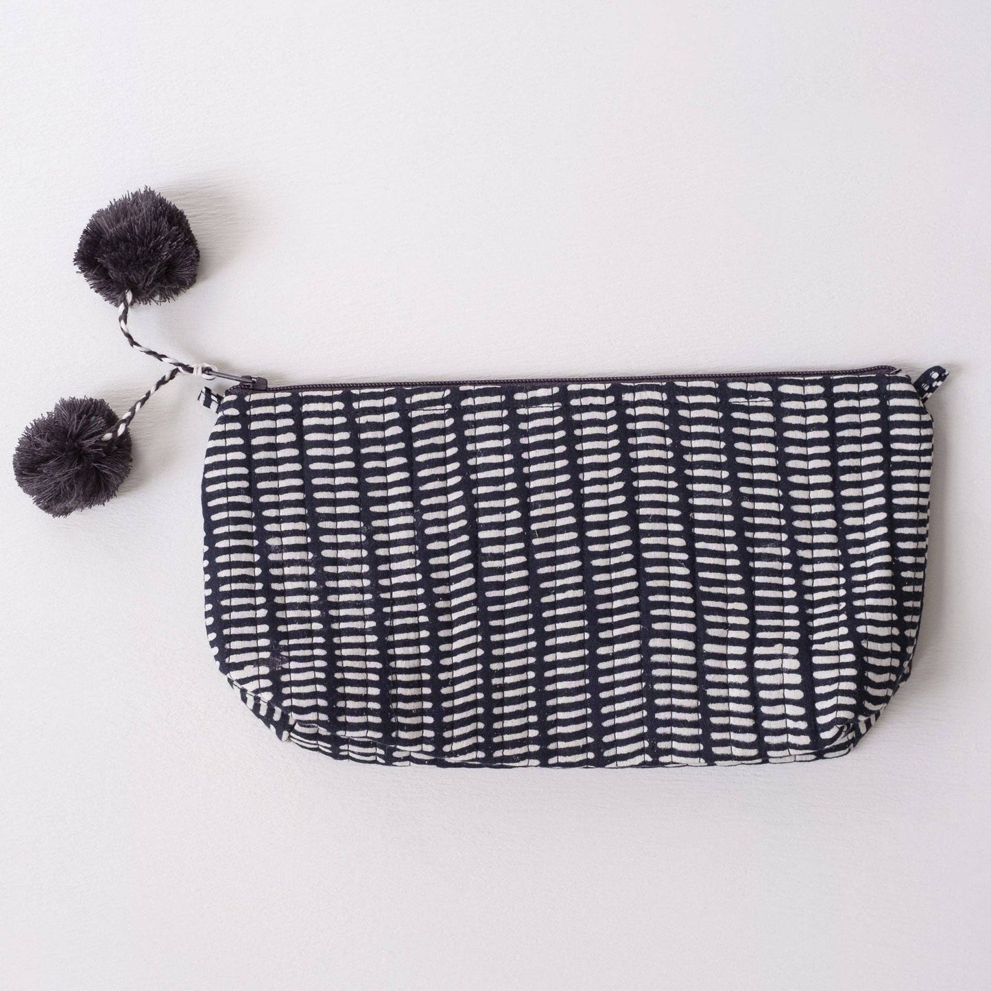 Navy Block Printed Makeup Pouch