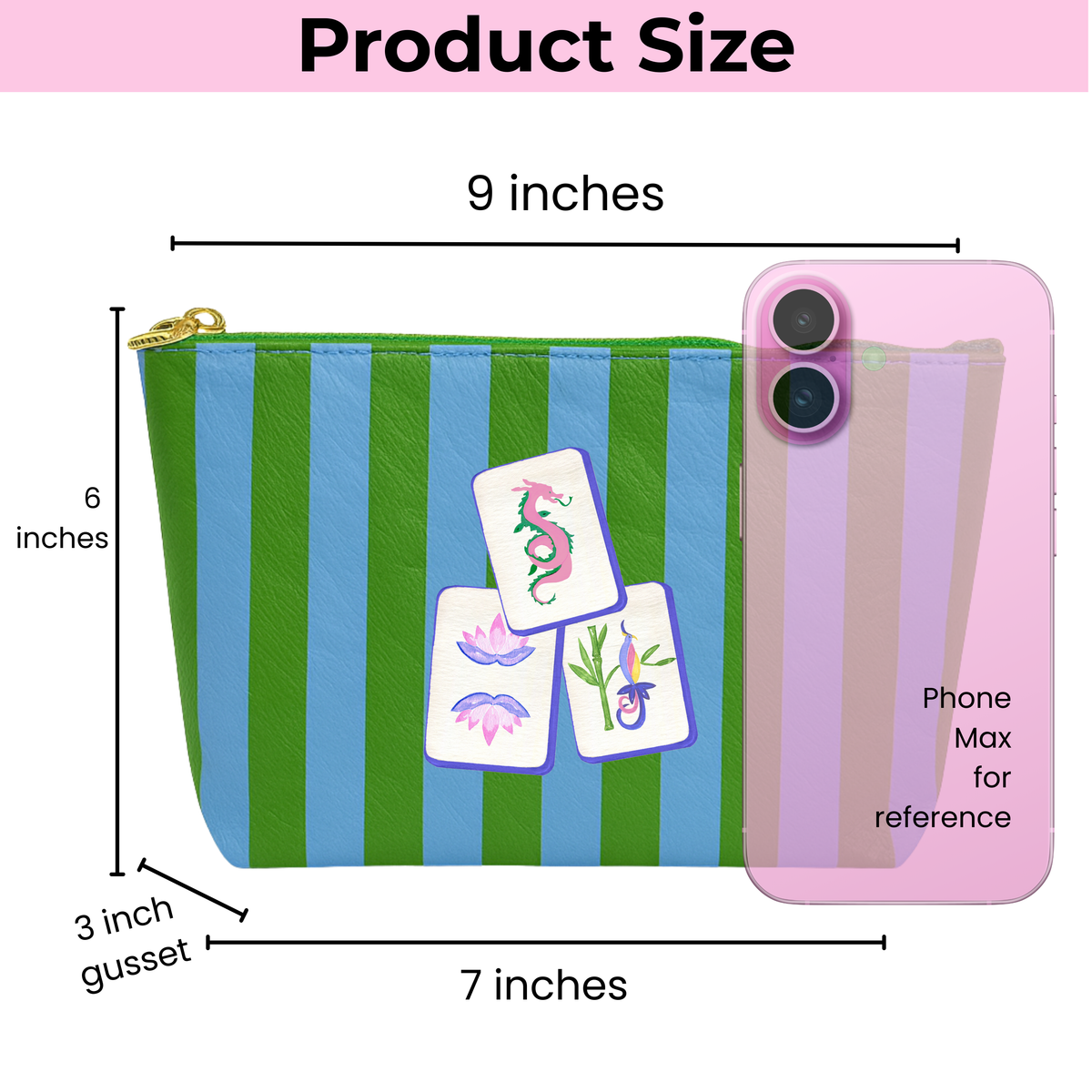 Mahjong preppy tile pouch