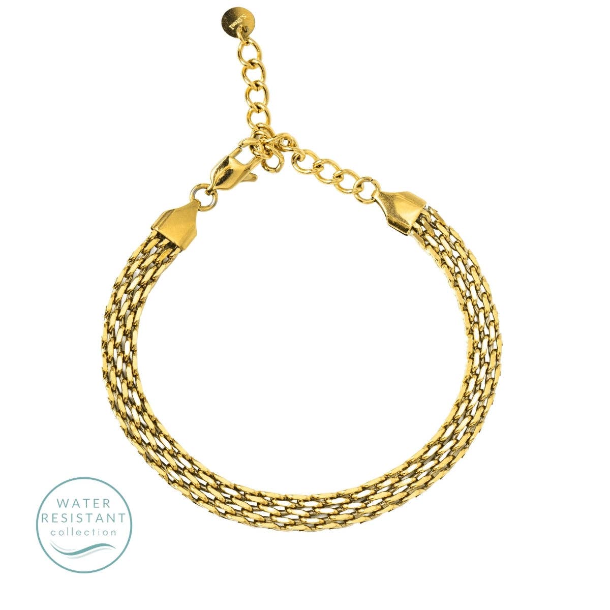 Gold/Silver Flat Multi-Link Bracelet, Water-Resistant