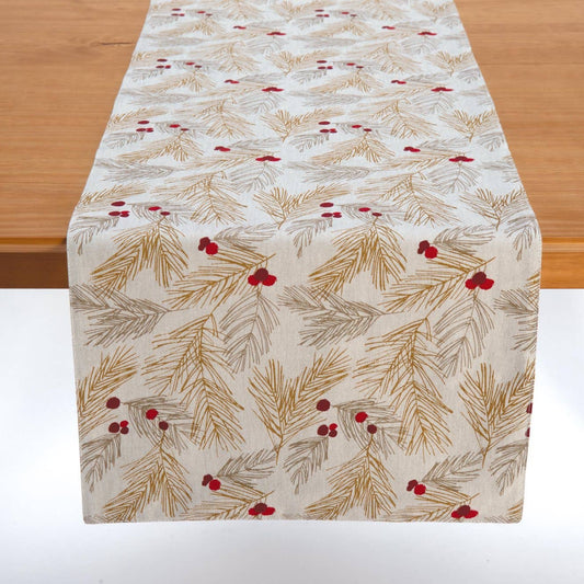 metallic sprigs runner w red berries