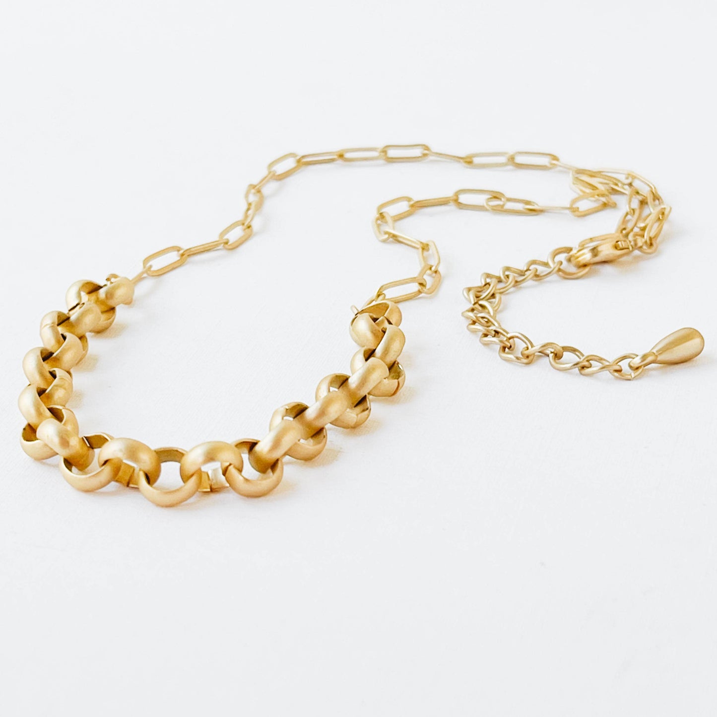 Two Style Gold Paperclip and Rolo Necklace
