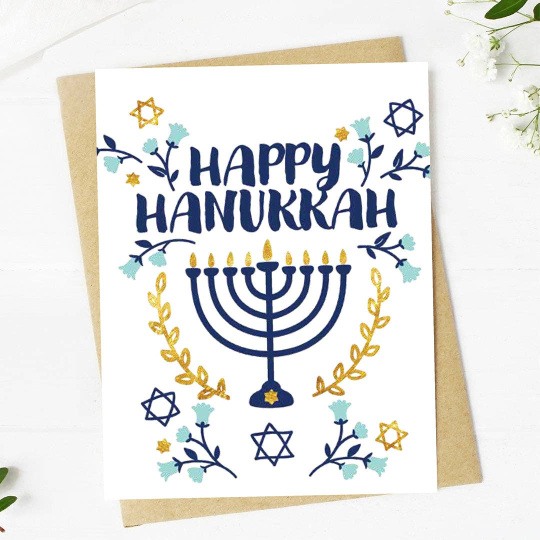 menorah and start of david on card