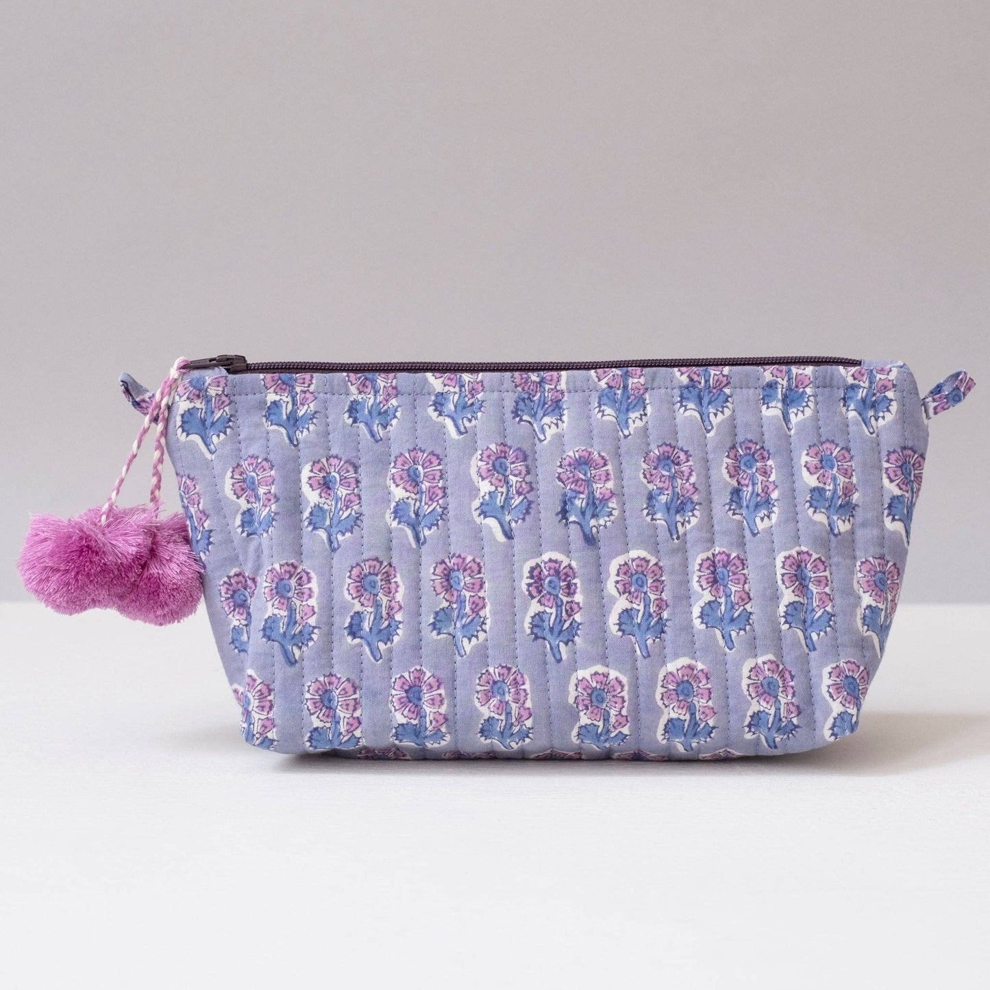 Malin Periwinkle Block Printed Makeup Pouch