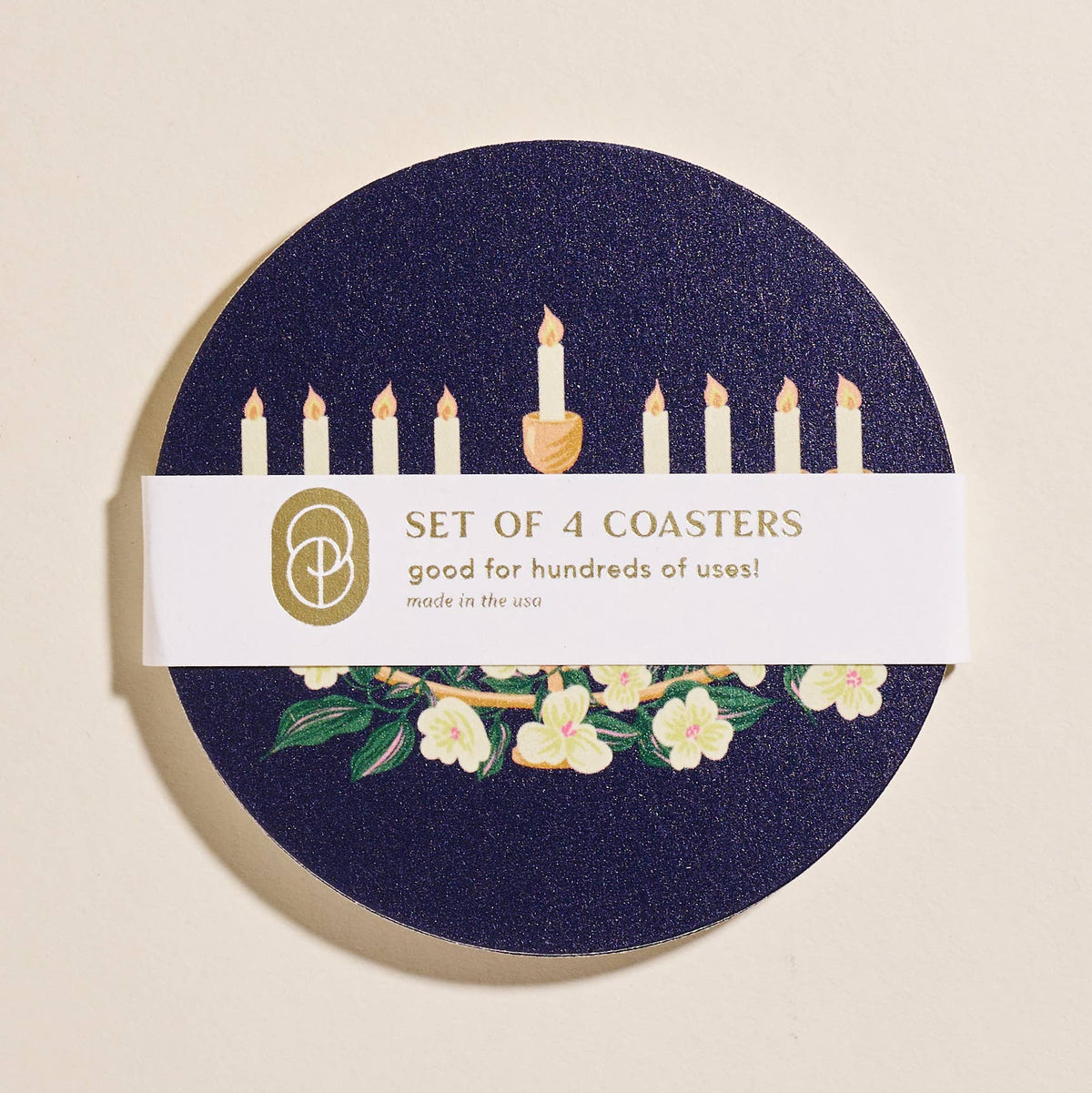 menorah coasters blue 