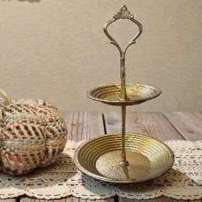 gold two tiered tray
