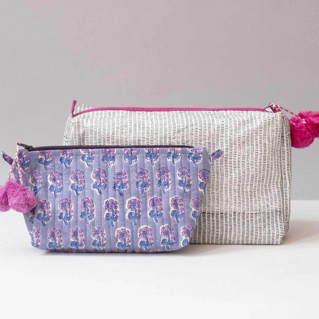 Malin Periwinkle Block Printed Makeup Pouch