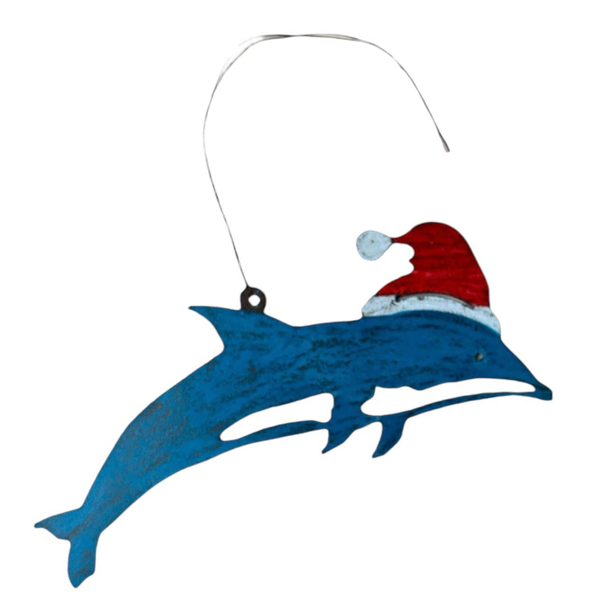 dolphin with santa hat ornament 