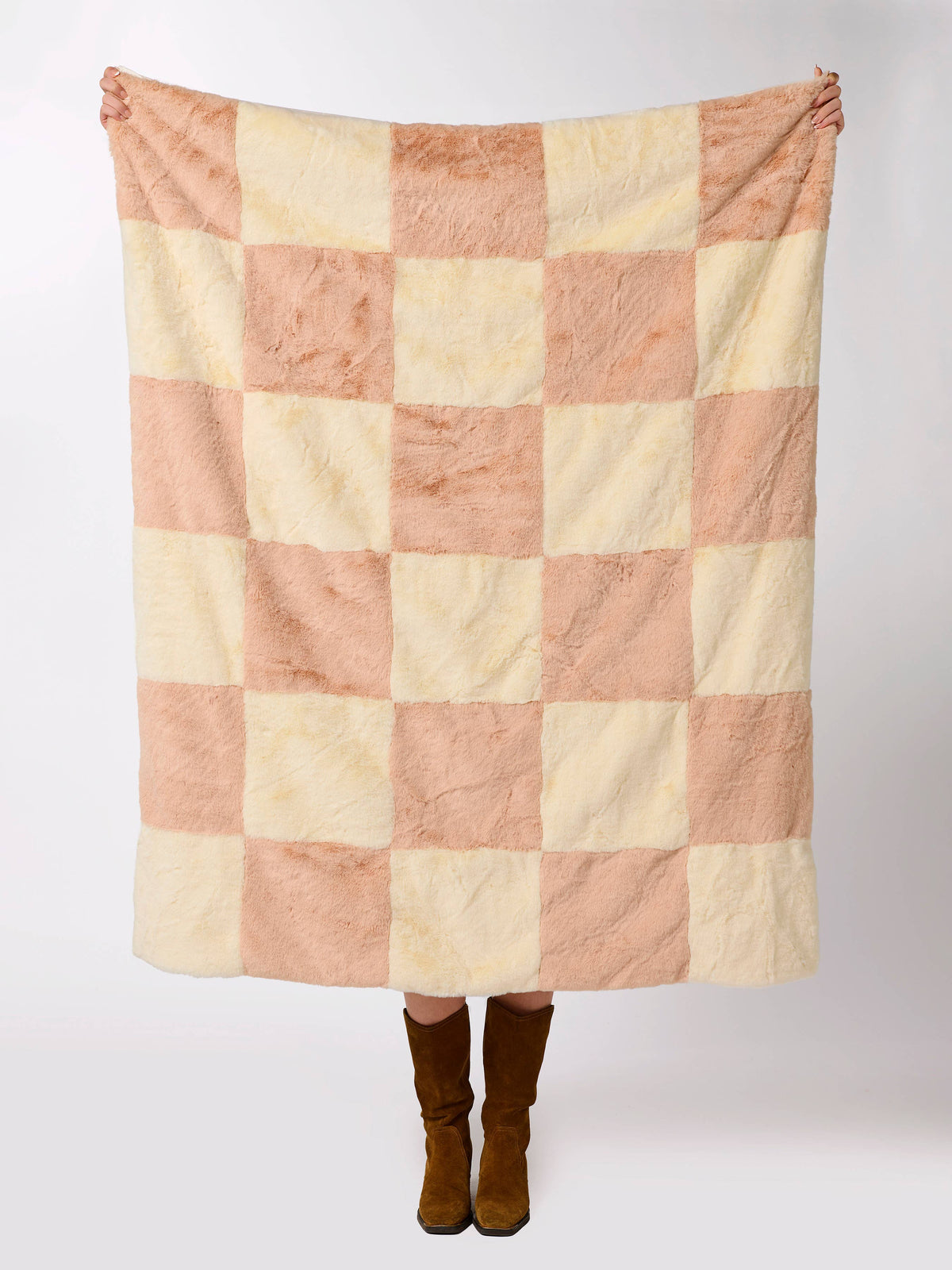 Check Faux Fur Throw Blanket