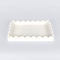 17007 - 13x9x2 wood scallop tray home decor, white