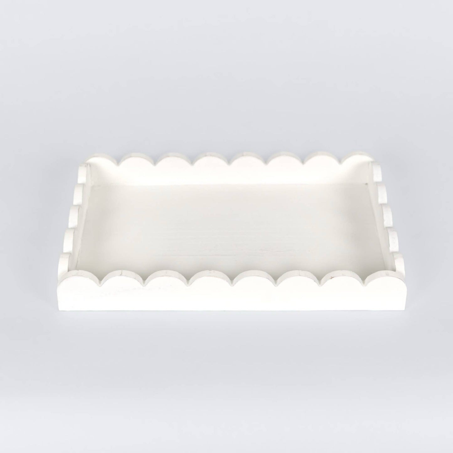 13x9x2 Wood Scallop Tray, White