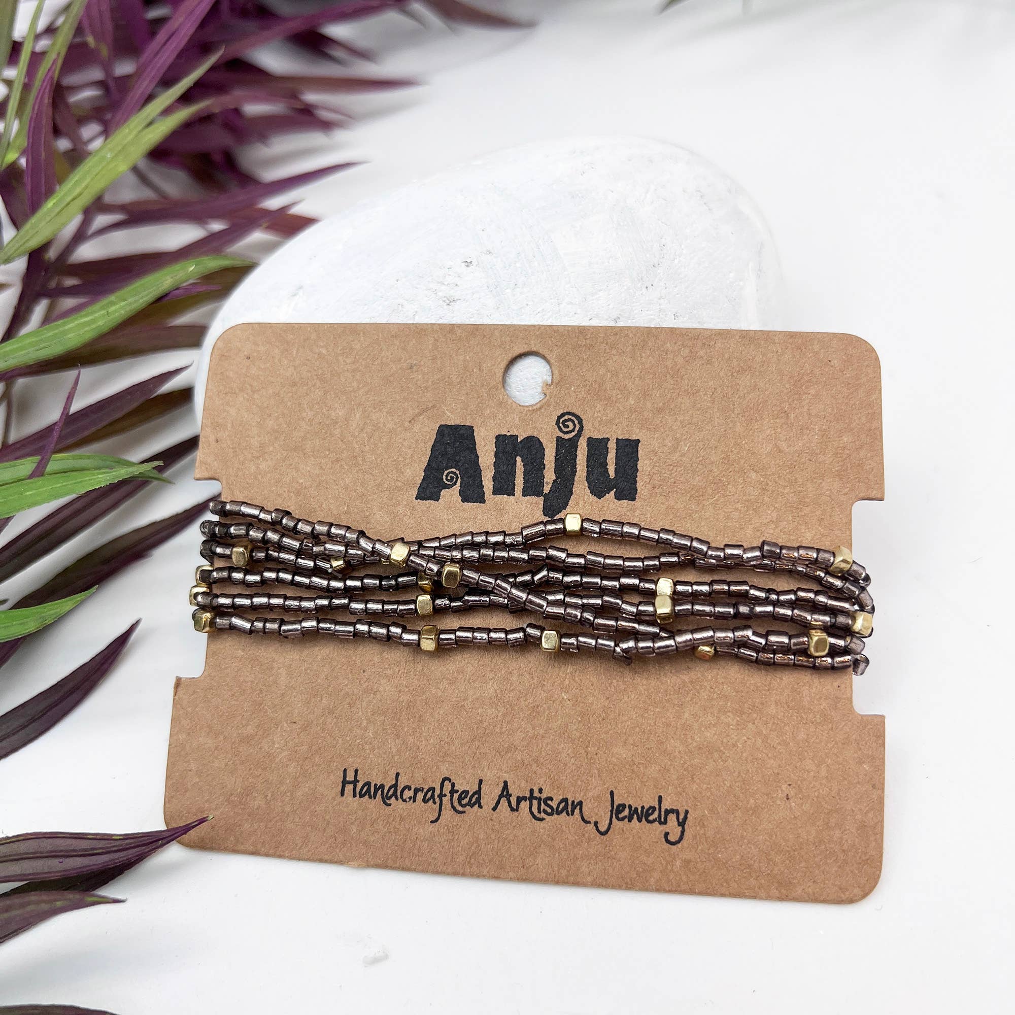 Seedbead Stretchy Bunch Bracelets - Multiple Color Styles: Smoky Silver
