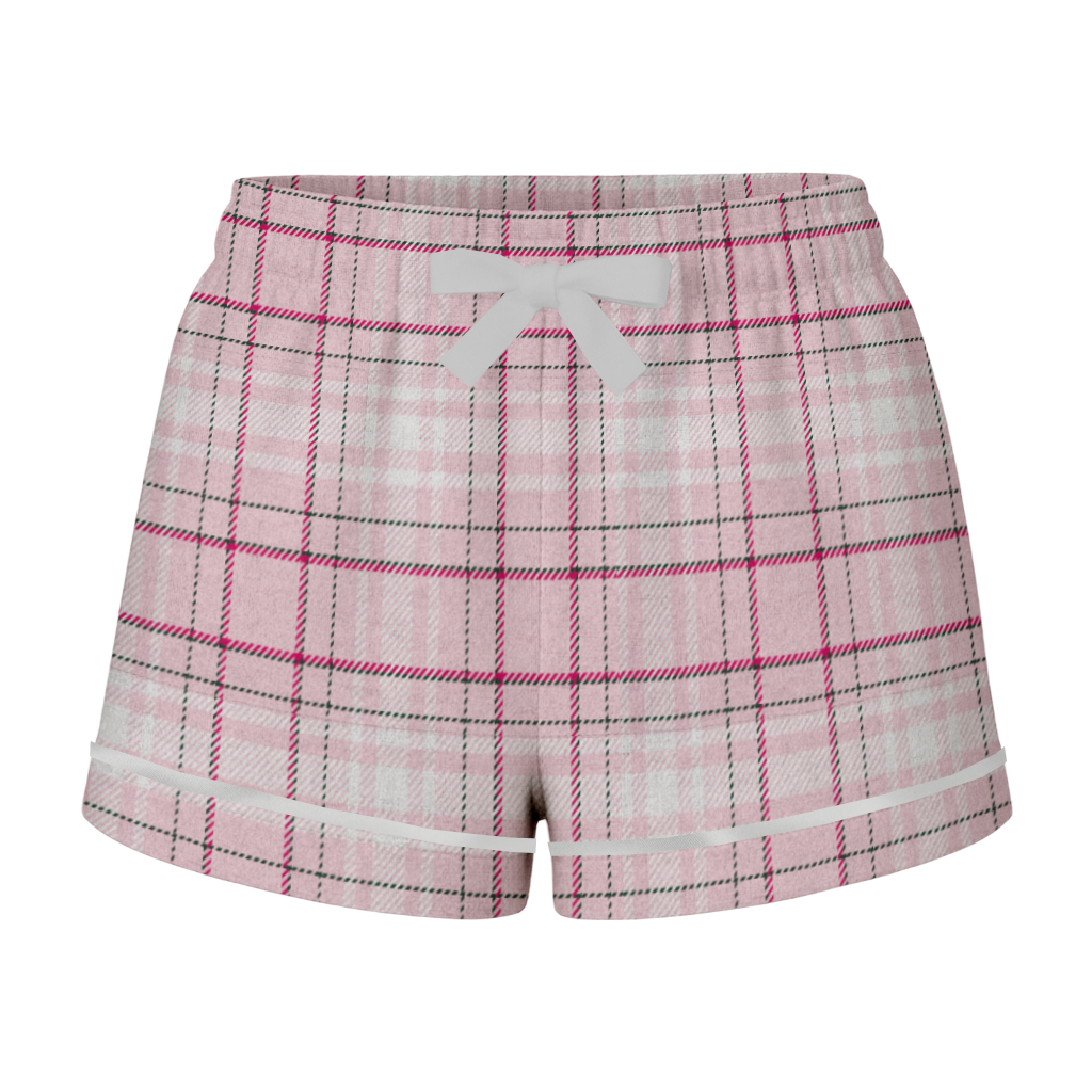 pink plaid flannel shorts 