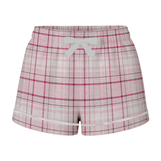 pink plaid flannel shorts 