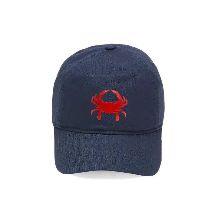 Crab Embroidered Navy Kids