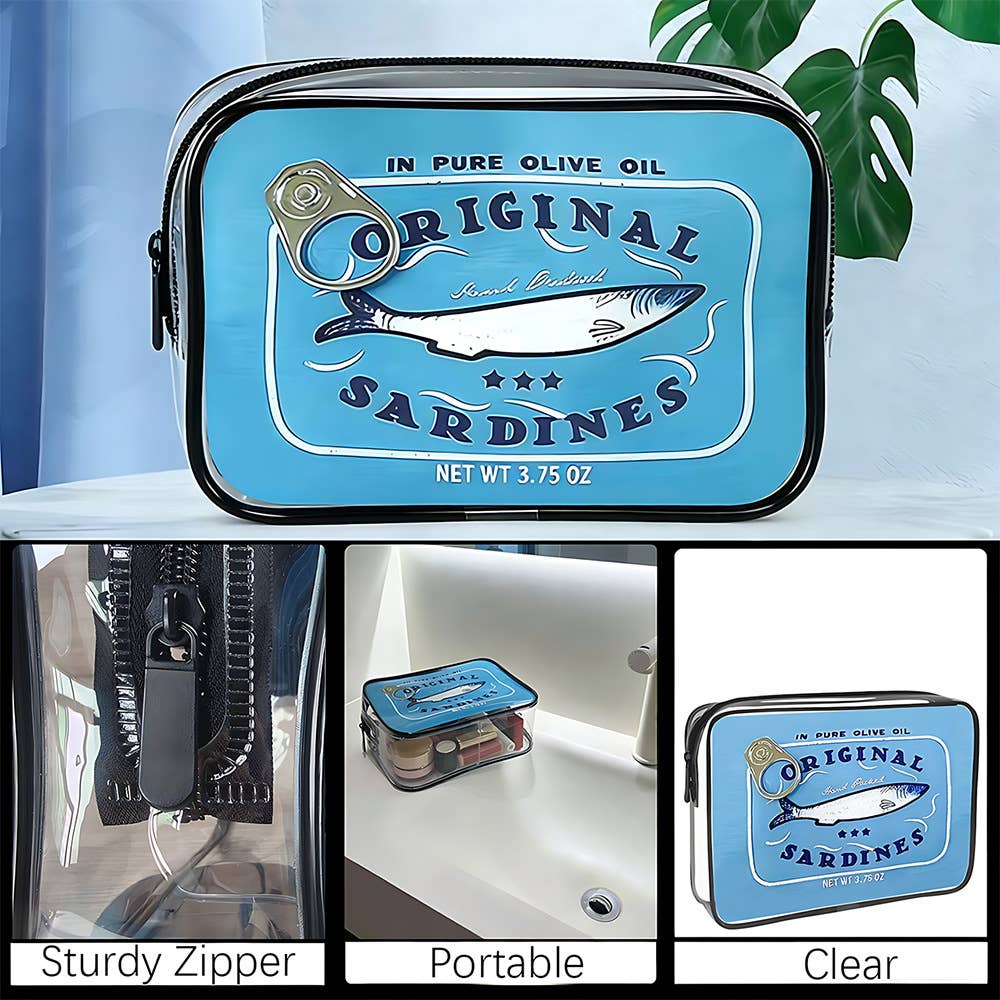 Sardine Can Print Clear PVC Cosmetic Bag