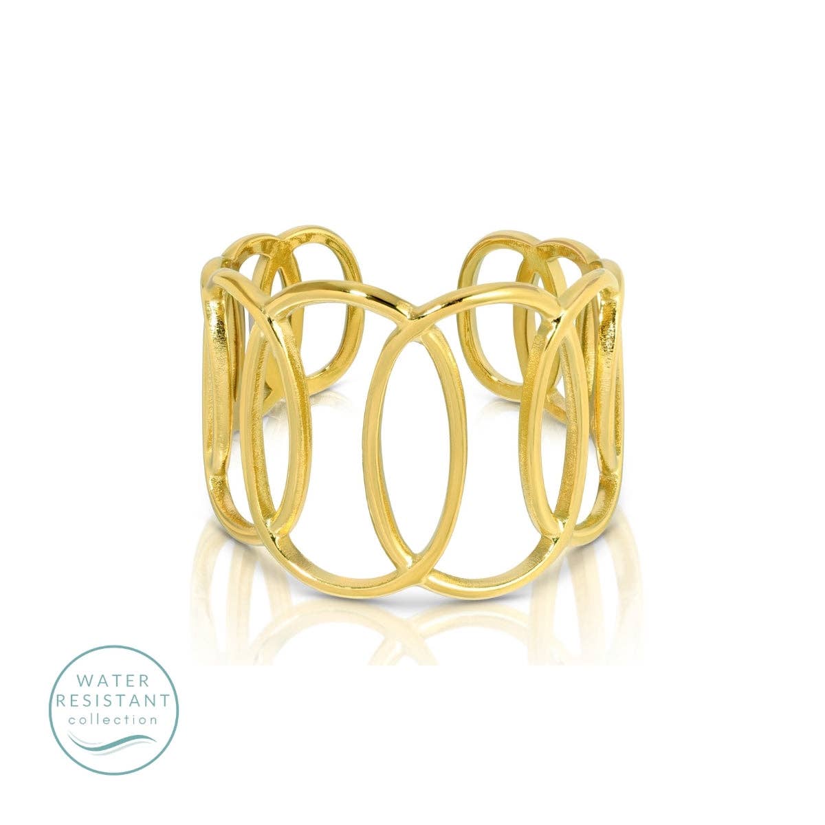 statement gold adjustable ring loop design 