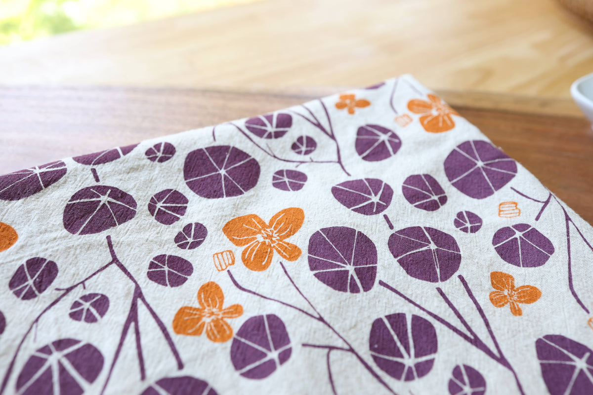 Autumn Floral Nasturtium Kitchen Towel