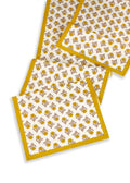 Golden Marigold Block Print Cotton Table Runner