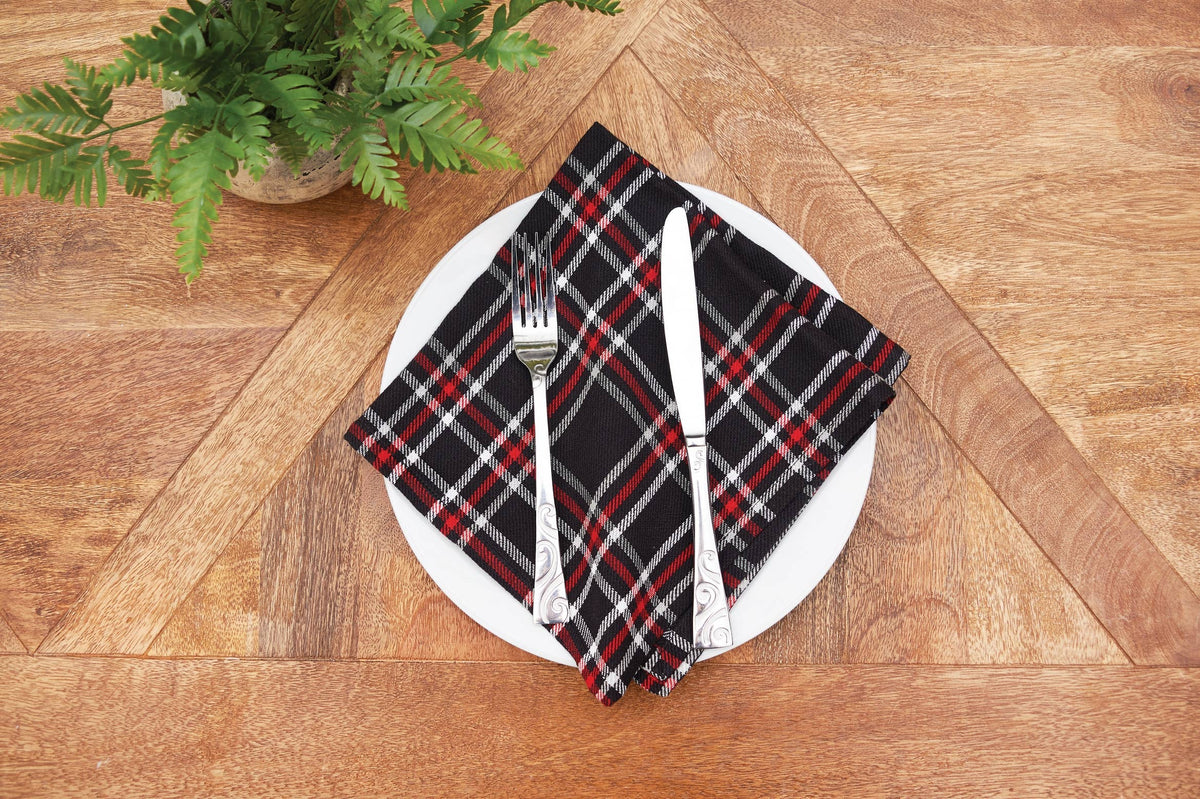 Christmas Poinsettia Plaid Napkin