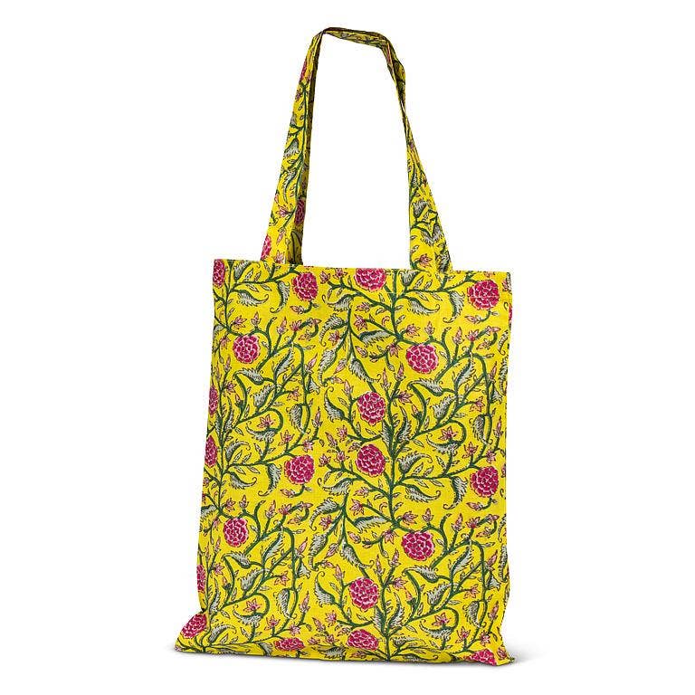 Pink Ball Flower on Vine Simple Tote-Yellow