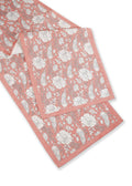 Peach Blossom Block Print Cotton Table Runner