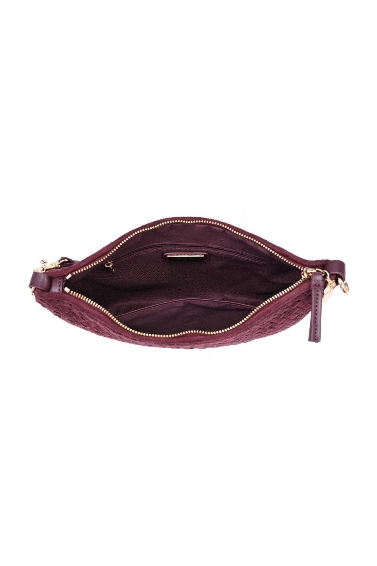 Woven-Texture Zip Shoulder Bag