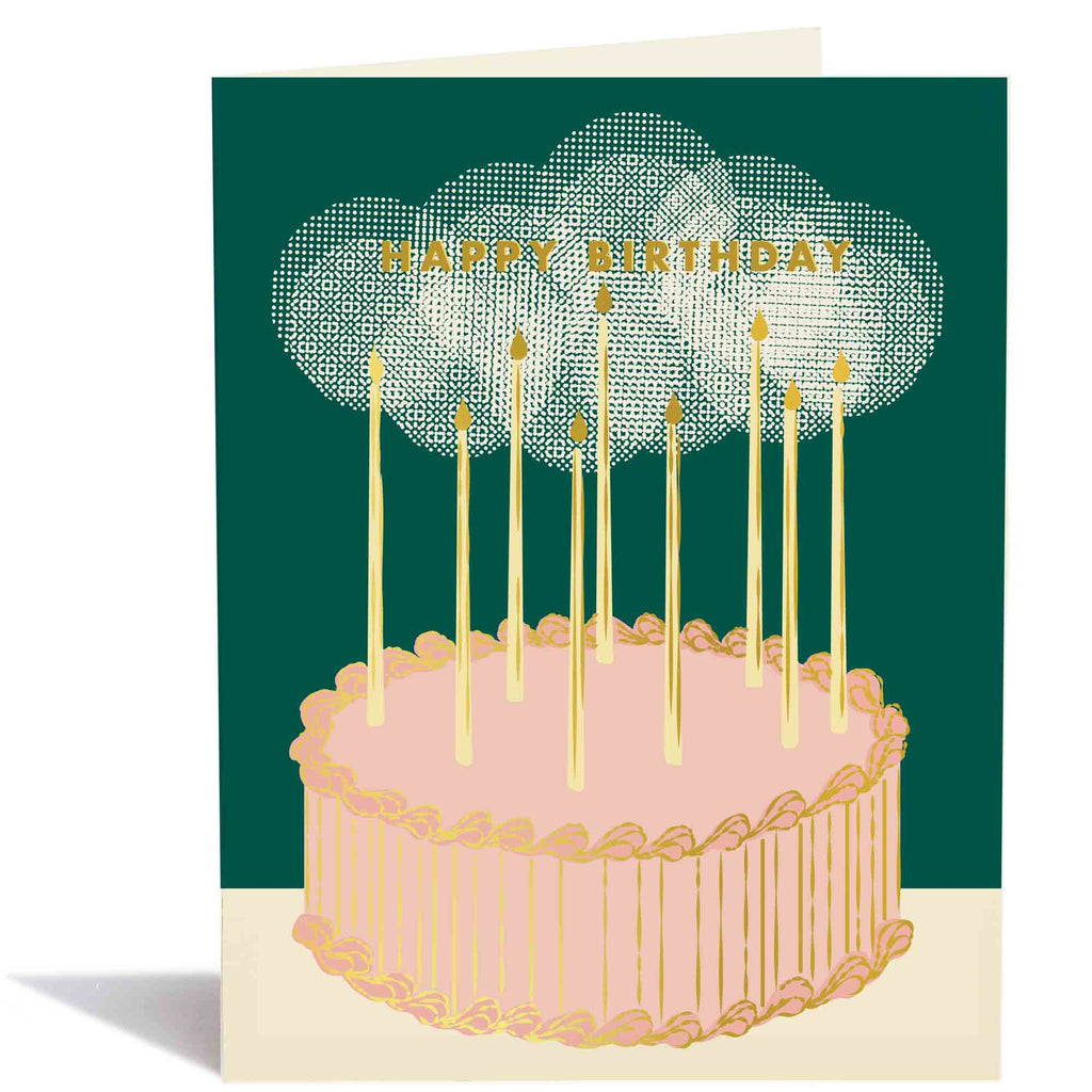 Glowy Birthday Cake | Gold Foil Birthday Card