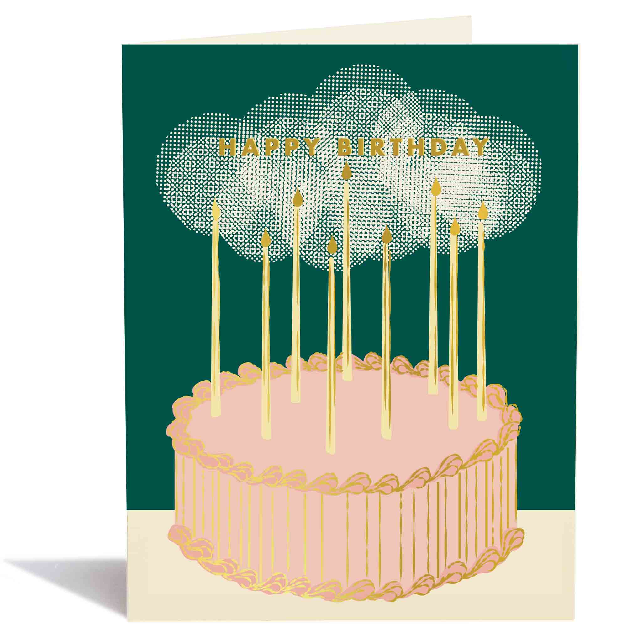 Glowy Birthday Cake | Gold Foil Birthday Card