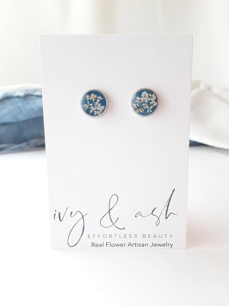 Earth Tone Collection, Real Flower Studs