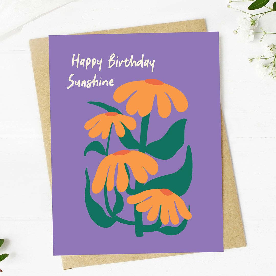 purple card orange flowers 