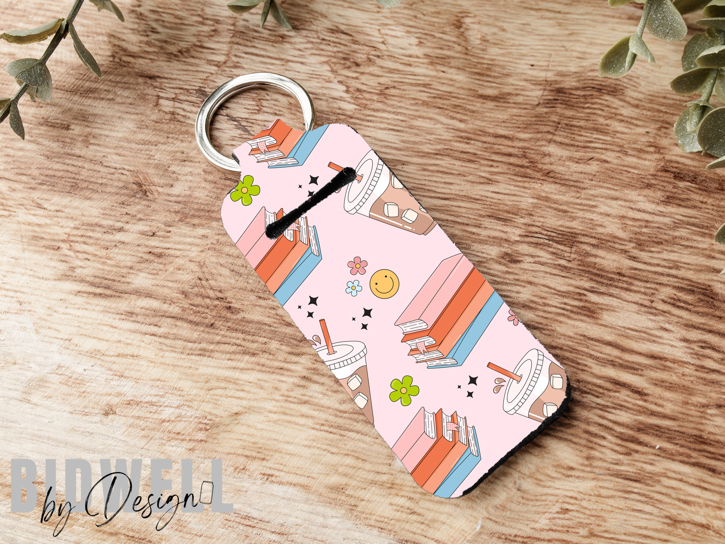 Girly Books and Coffee Lipbalm Holder Keychain