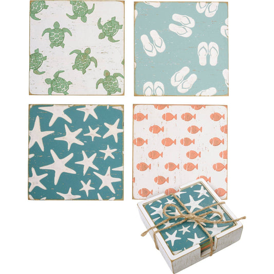 Block Print Beach Coaster Set