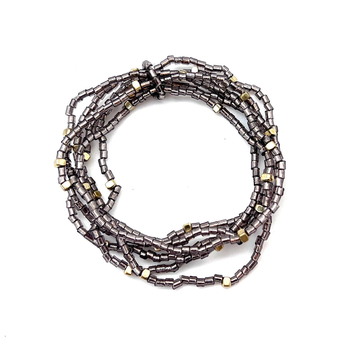 Seedbead Stretchy Bunch Bracelets - Multiple Color Styles: Smoky Silver