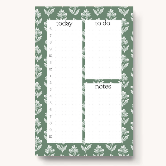daily planner with sage flower border