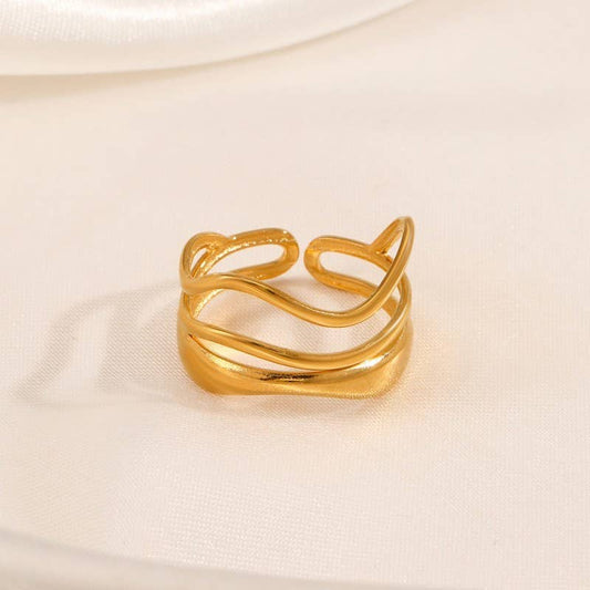 18K STAINLESS STEEL TARNISH FREE ABSTRACT RING | 40R106