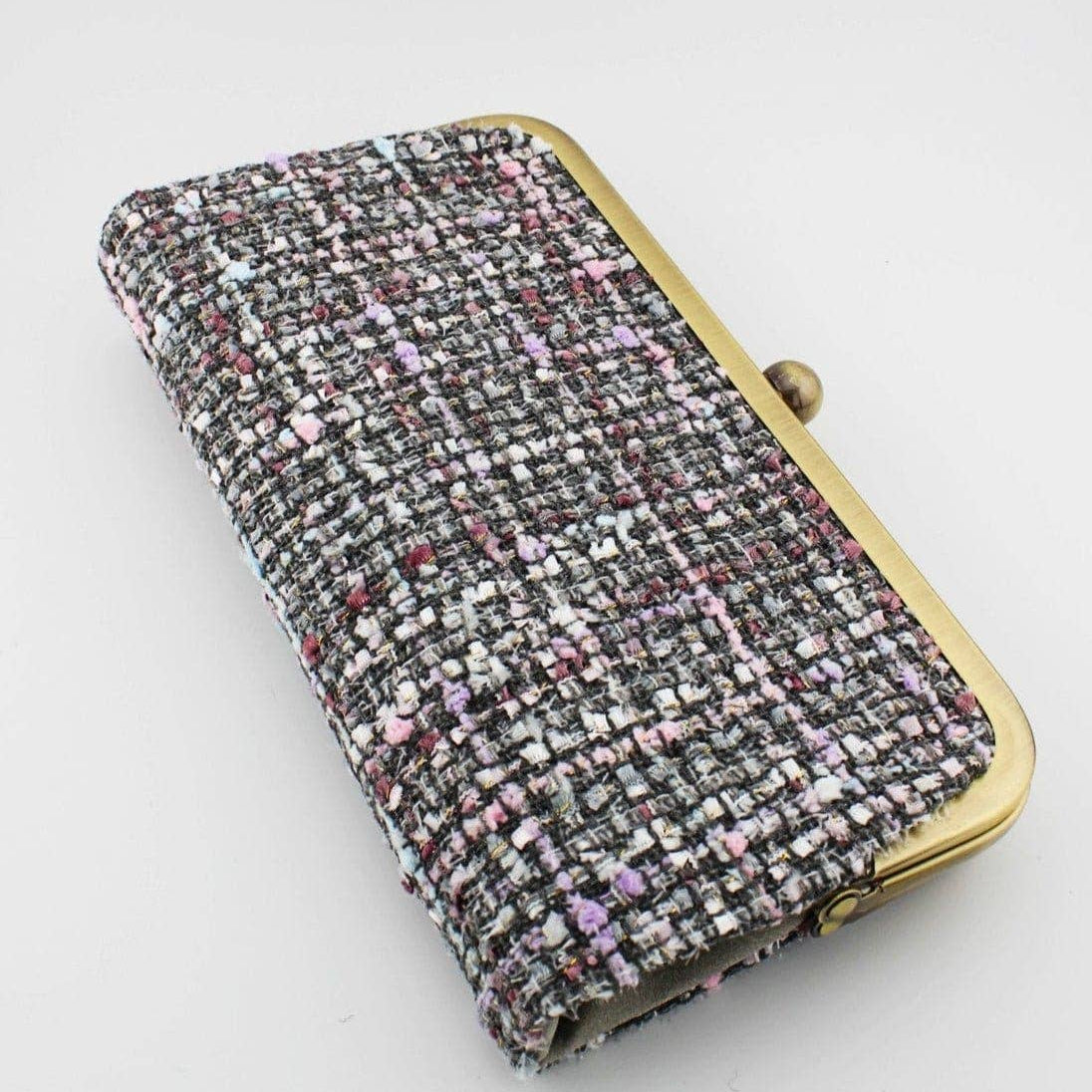 tweed kiss lock clutch 