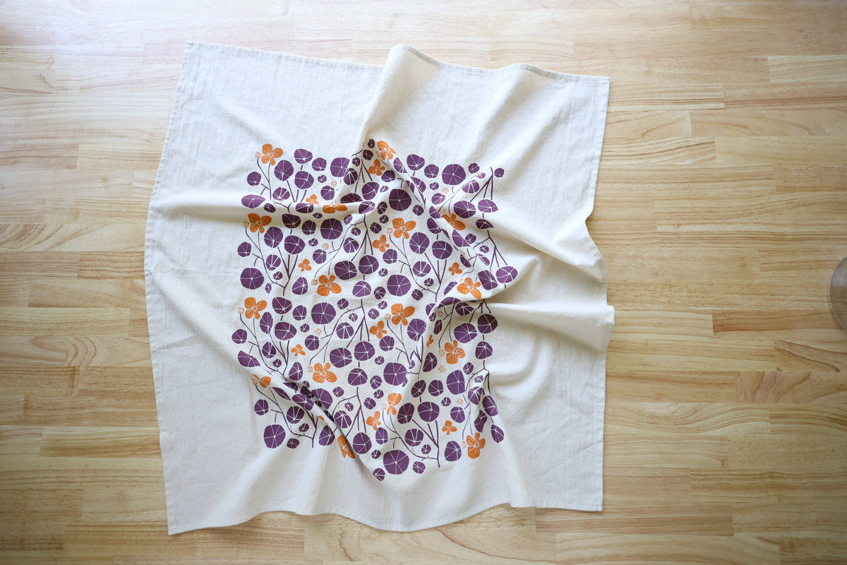 Autumn Floral Nasturtium Kitchen Towel