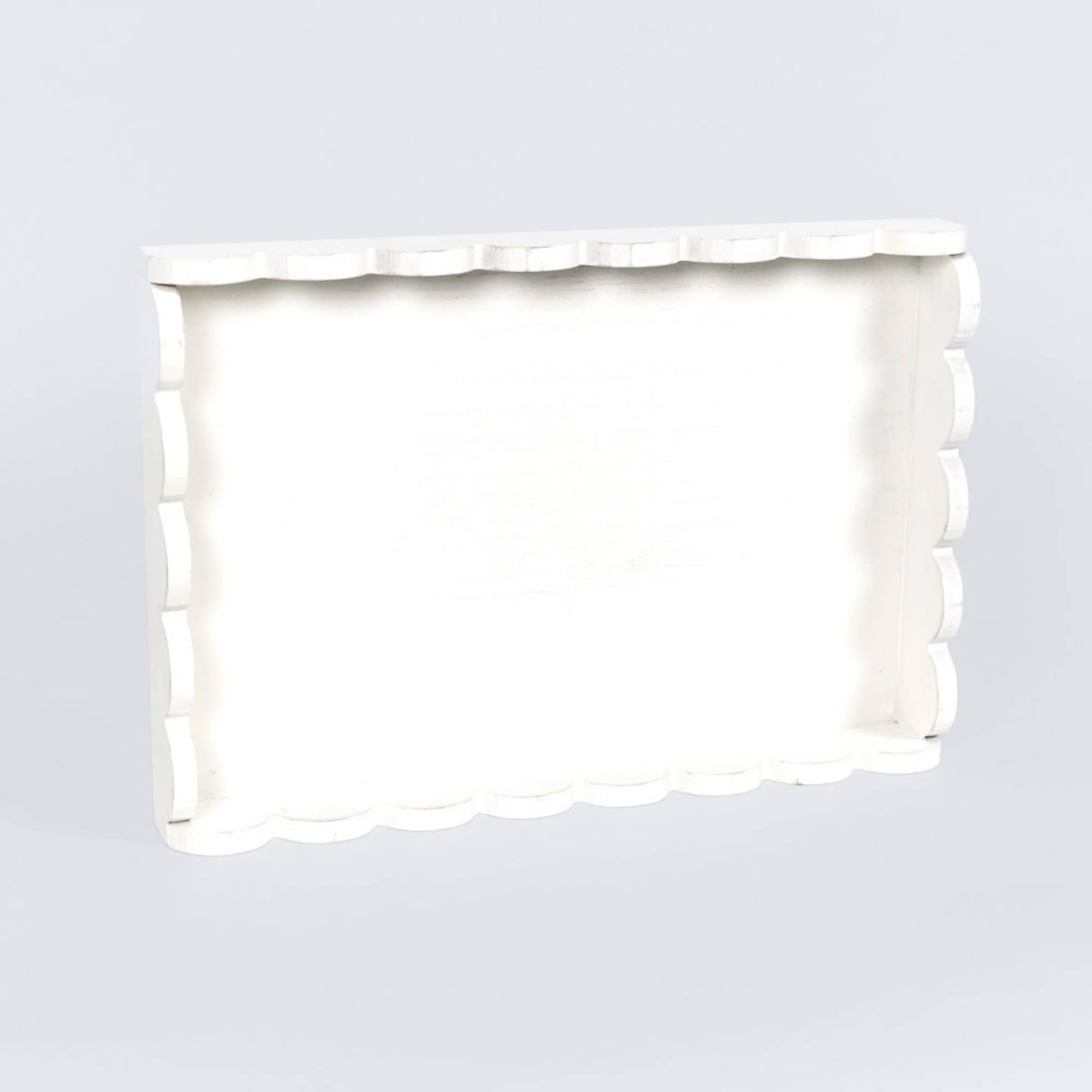13x9x2 Wood Scallop Tray, White