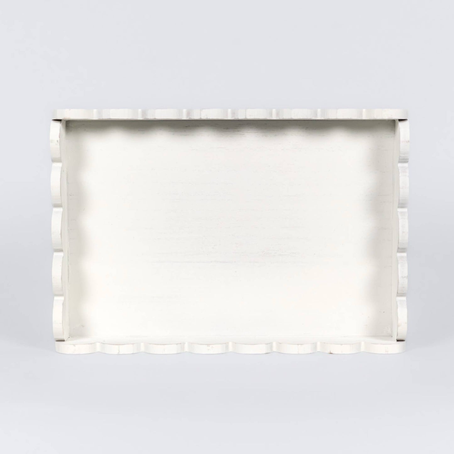 13x9x2 Wood Scallop Tray, White