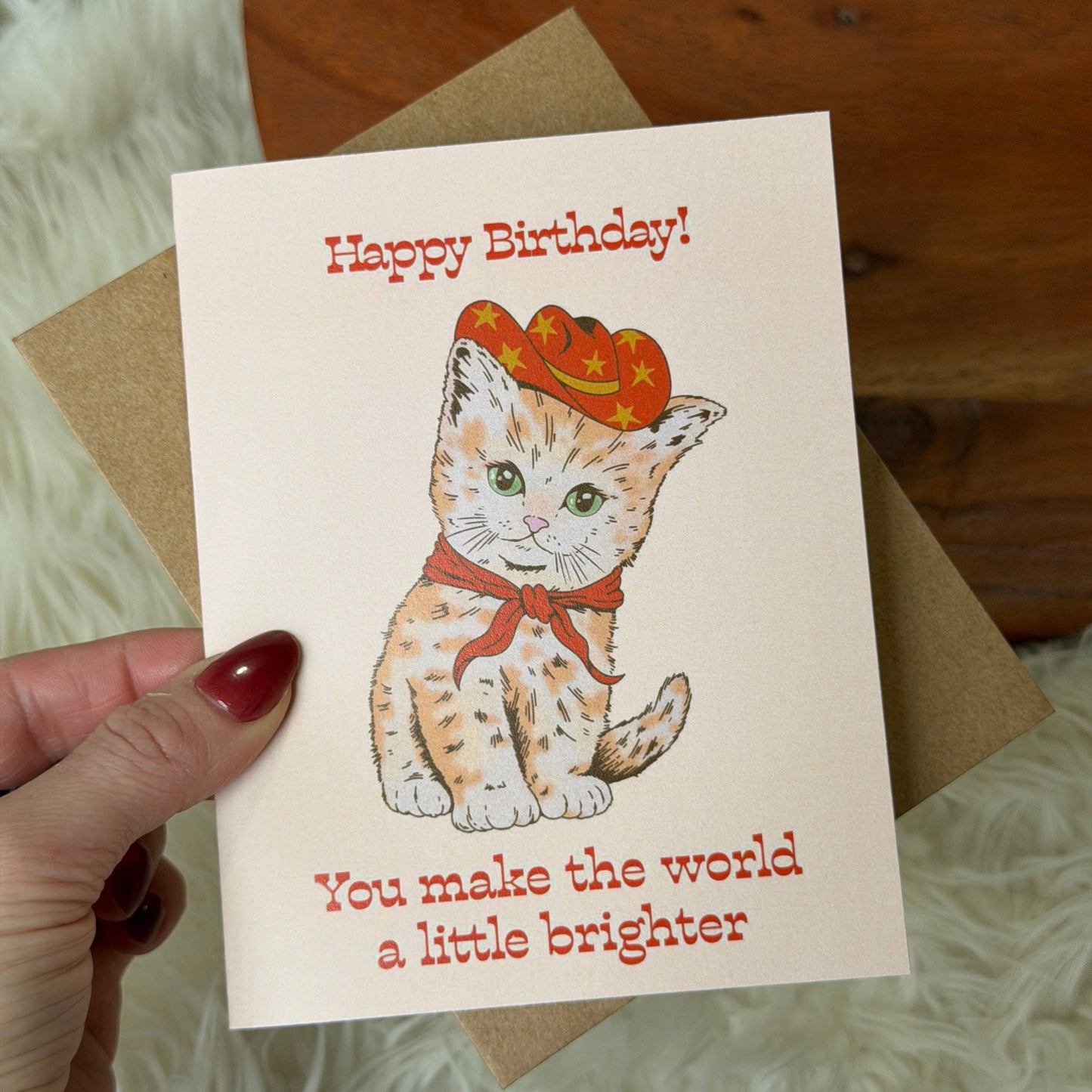 "You make the world a little brighter" Cat Birthday Card
