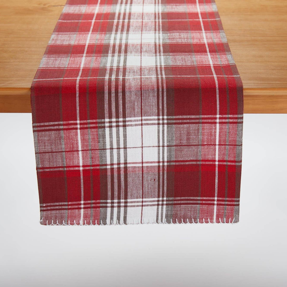 red white and brown plaid