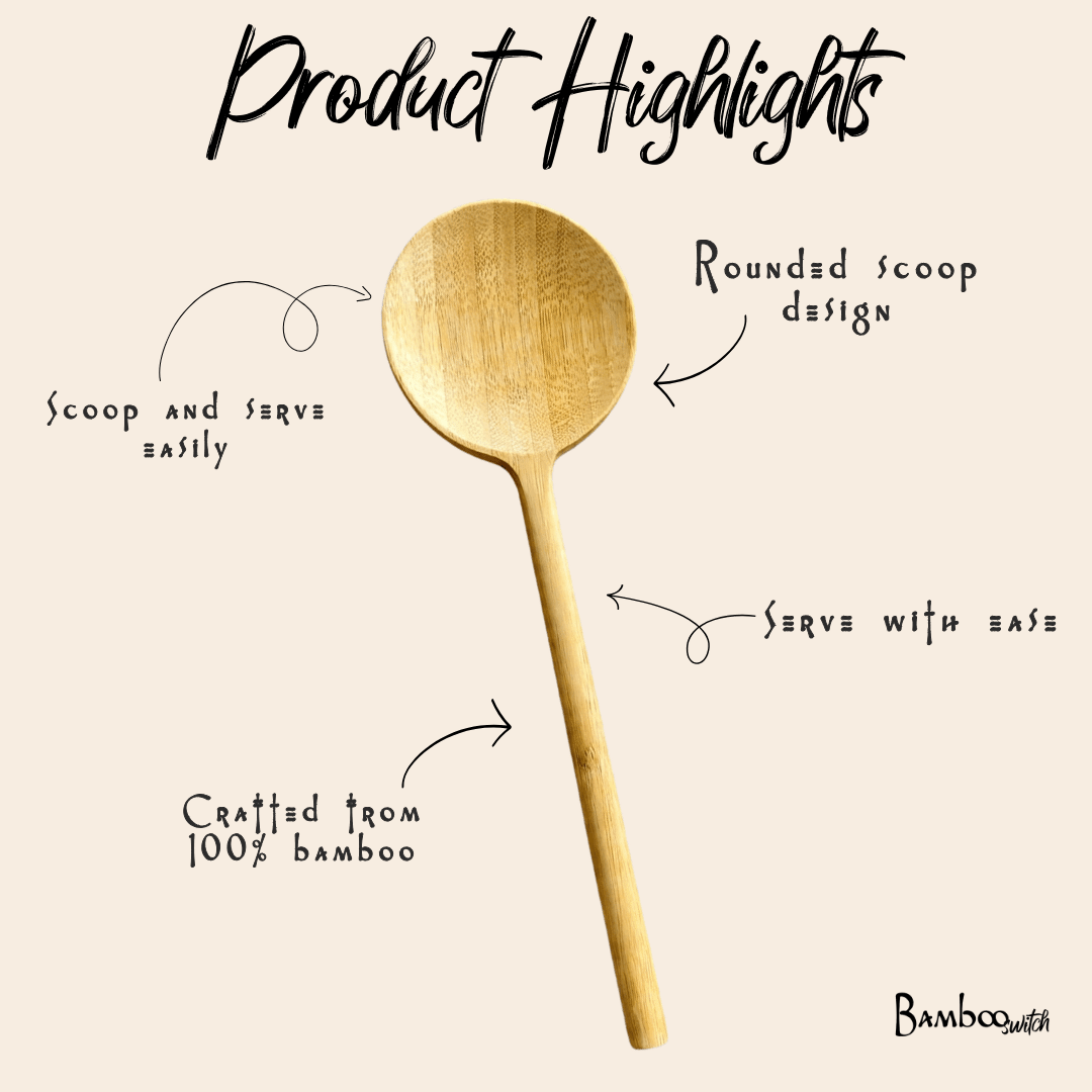 Bamboo Kitchen Serving Spoon and Rest Gift Set